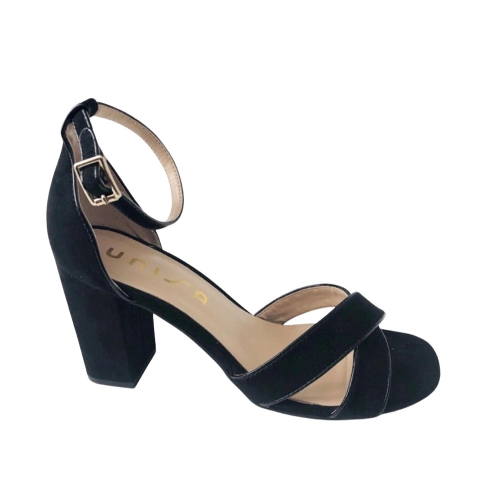 Unisa Rexxa Ankle Strap Sandals in Black Suede, Size 8.5, EXCELLENT!