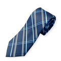 Perry Ellis Portfolio Diagonal Plaid Navy Neck Tie, Blue New w/Tag