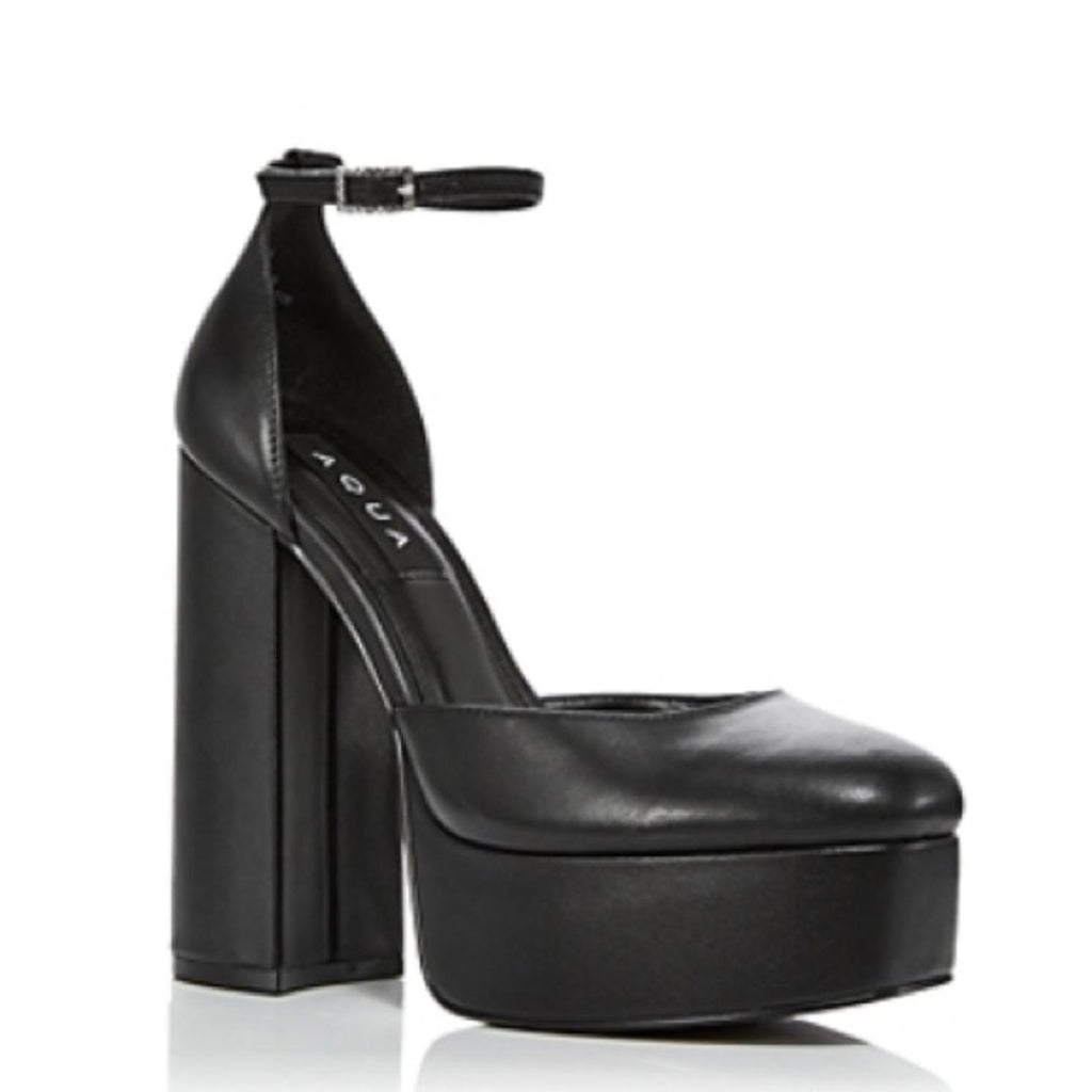 Aqua Bloomingdale’s Lisa Ankle Strap Platform Sandals in Black, Size 9 New $138
