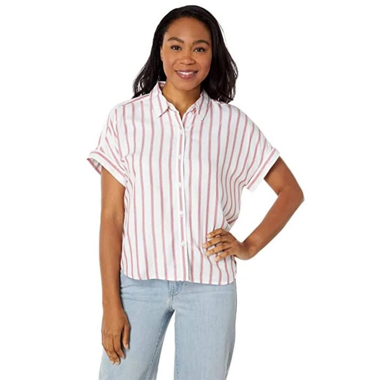 Tommy Jeans Striped Button Front Top Stapler Stripe, Size XL New w/Tag $69