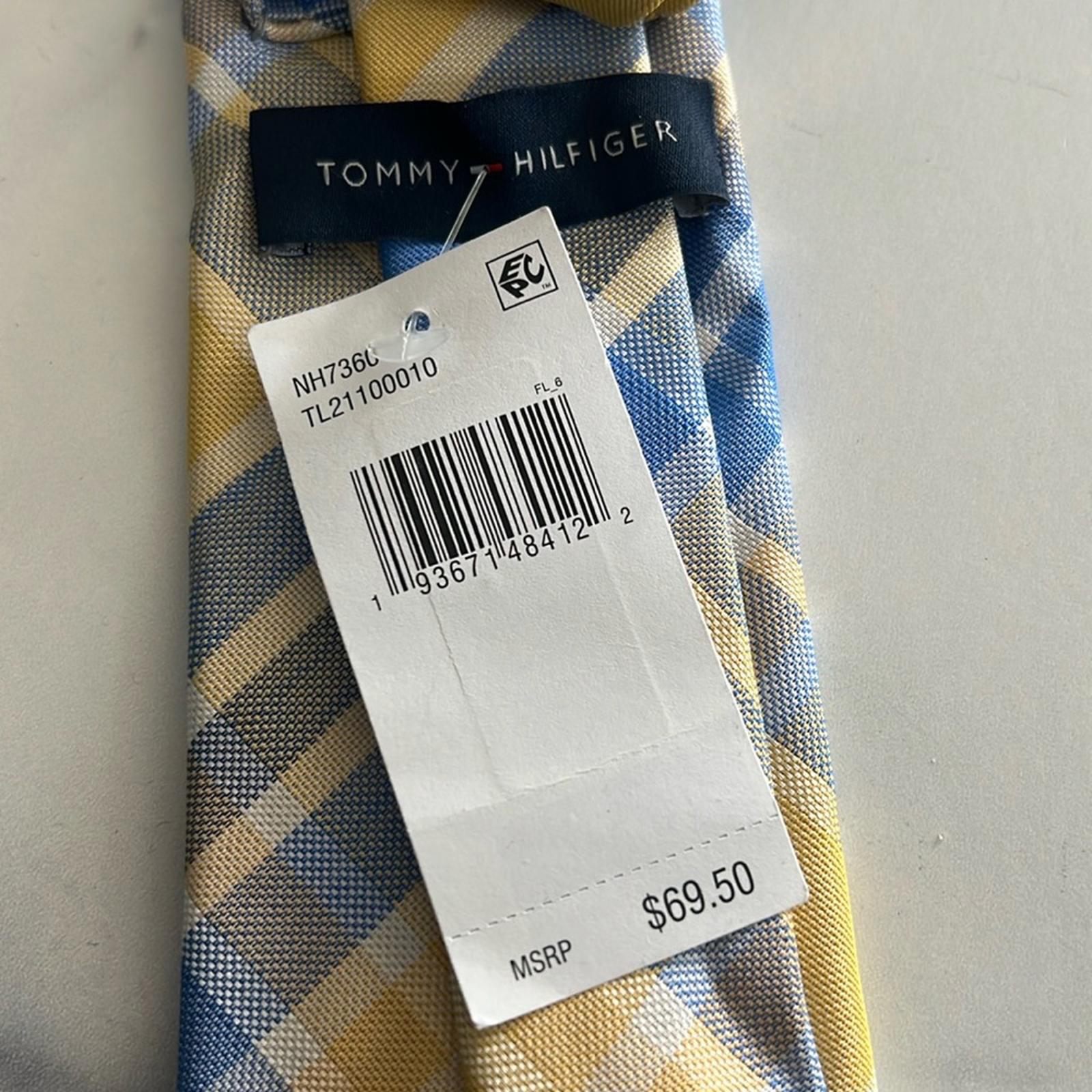 Tommy Hilfiger Festive Plaid Tie in Yellow & Blue, One Size, New w/Tag
