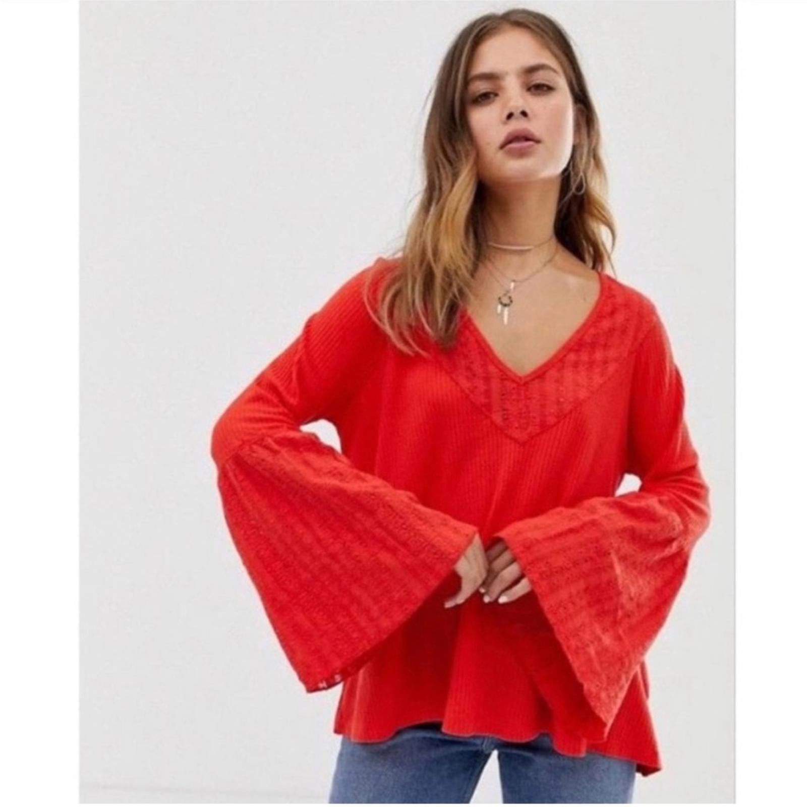 Free People Parisian Nights Top in Vermillion, Size S New w/Tag