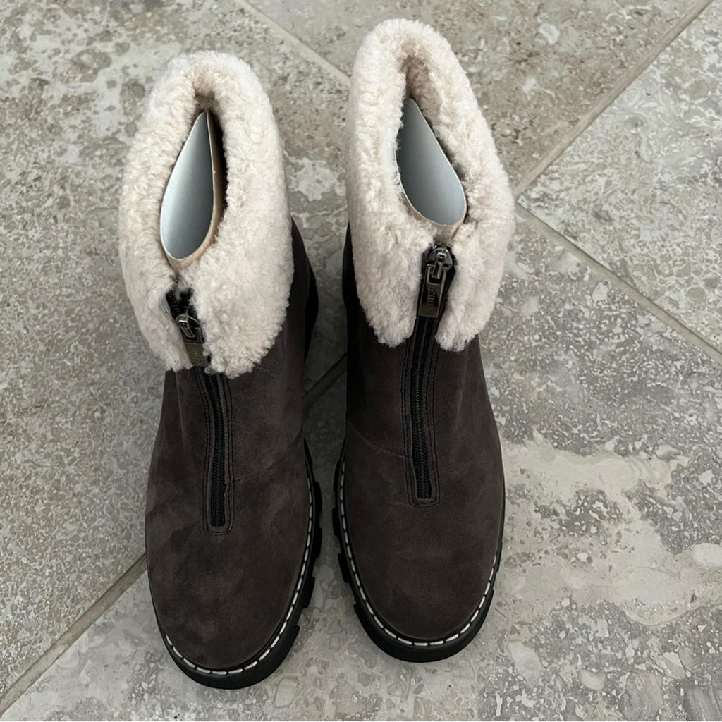 La Canadienne Abba Suede Shearling Waterproof, Brown Size 5M NEW Retail $585