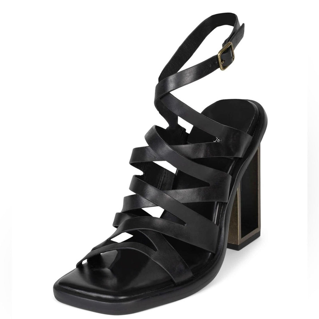 NEW Jeffrey Campbell Impulsive Ankle Strap Sandals, Black, Size 8M Retail $185
