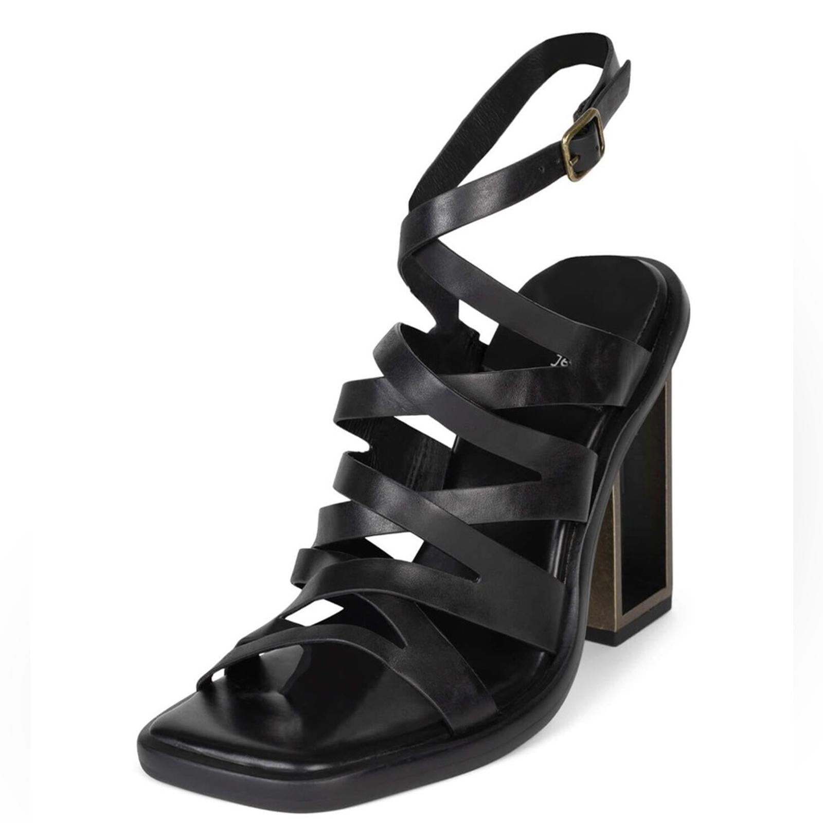 NEW Jeffrey Campbell Impulsive Ankle Strap Sandals, Black, Size 8M Retail $185
