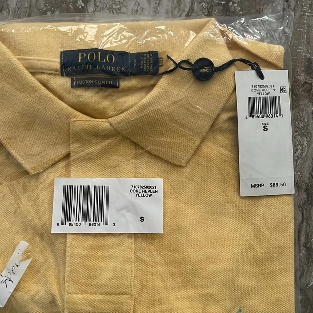 Polo Ralph Lauren Mesh Polo Shirt, Custom Slim Fit in Yellow Size S New w/Tag