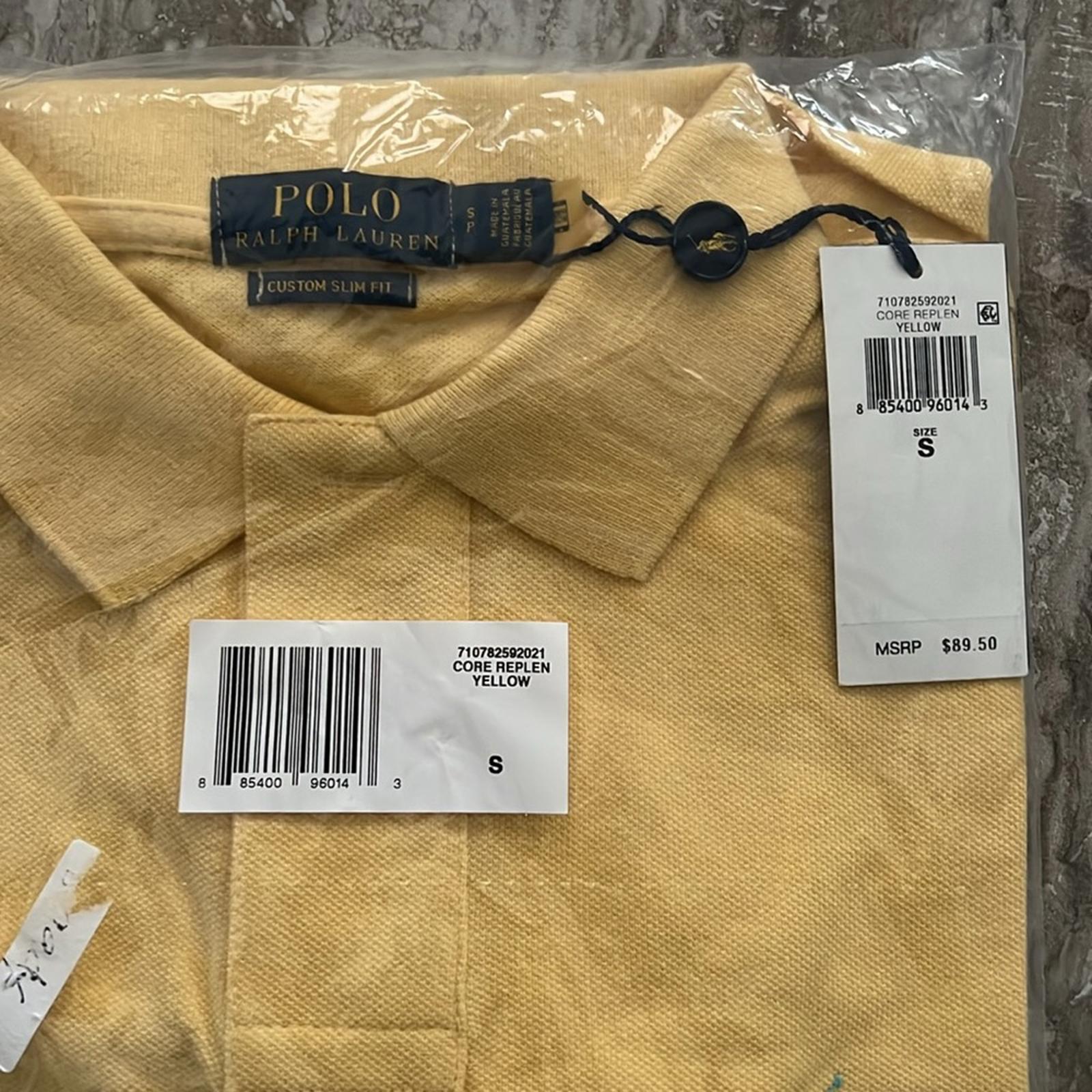 Polo Ralph Lauren Mesh Polo Shirt, Custom Slim Fit in Yellow Size S New w/Tag