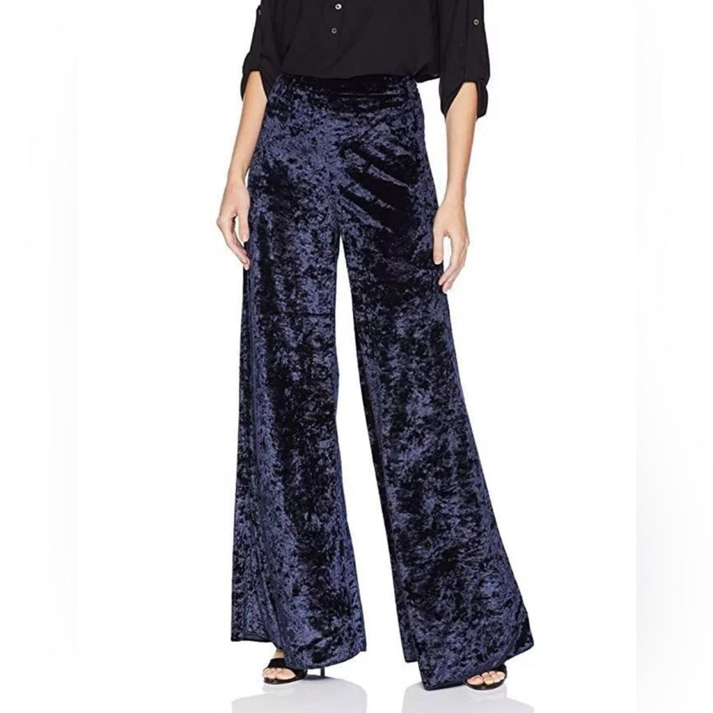 LIKELY Jasmine Crushed Velvet Wide Leg Pants in Navy, Size 2 NEW w/Tag