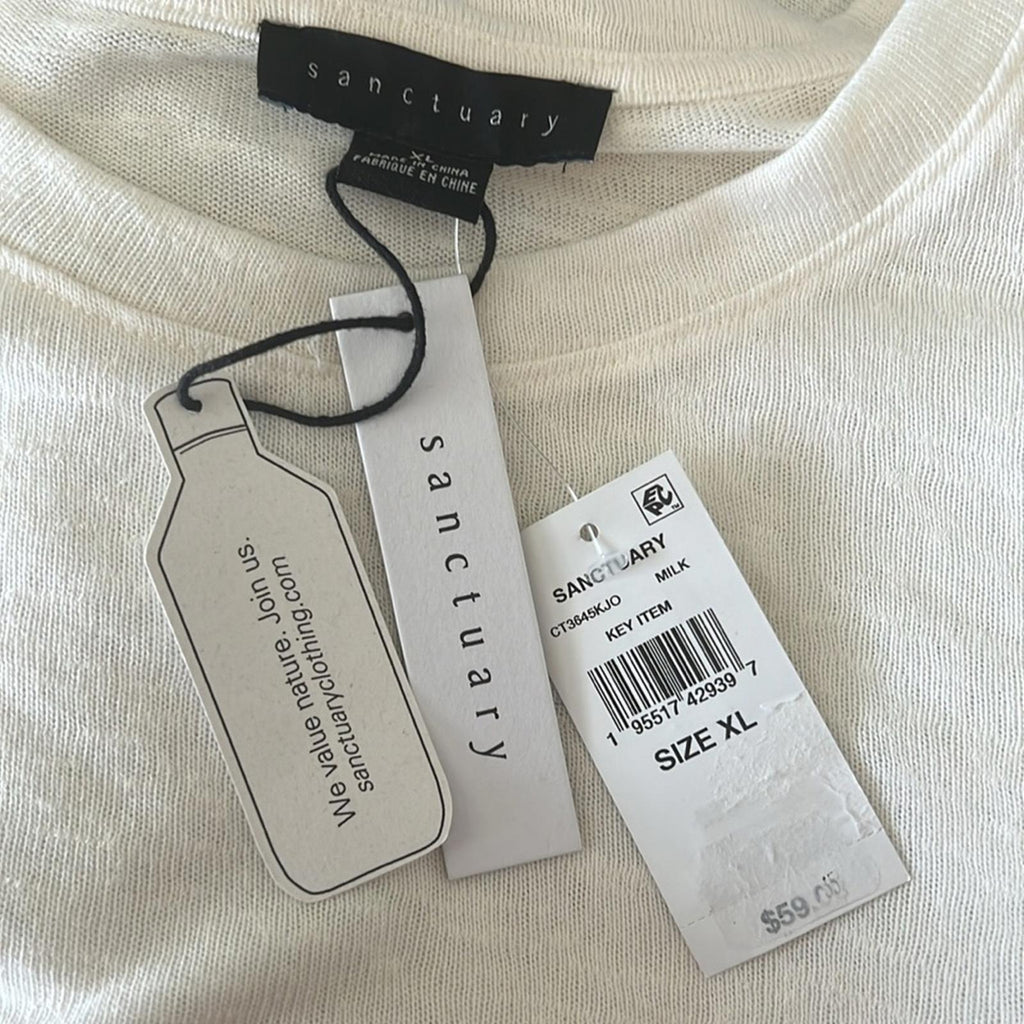 Sanctuary Knot Your Business Long Sleeve Top in Milk/White Size XL New w/Tag