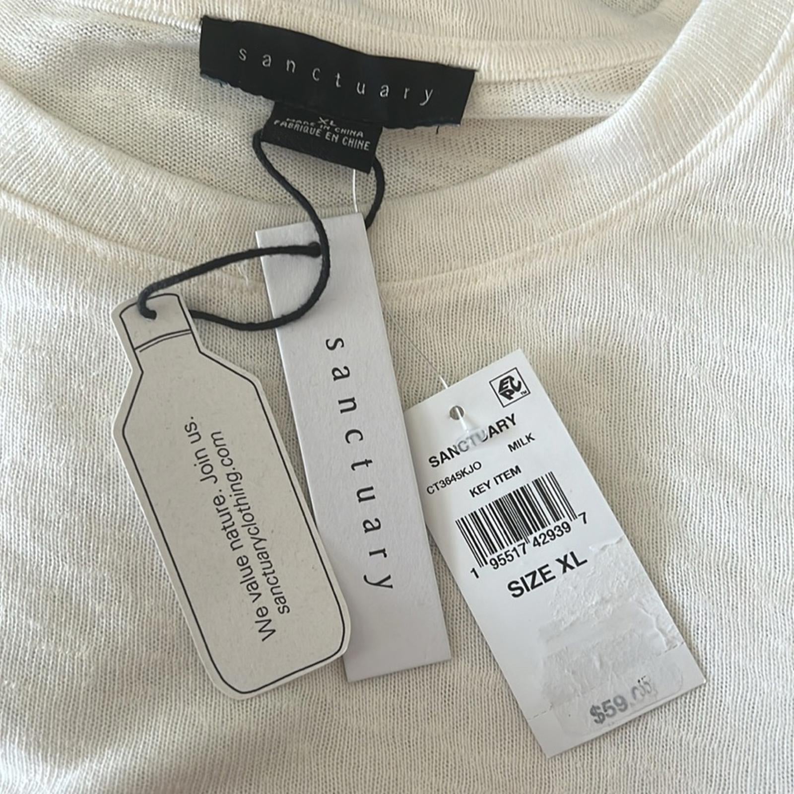 Sanctuary Knot Your Business Long Sleeve Top in Milk/White Size XL New w/Tag