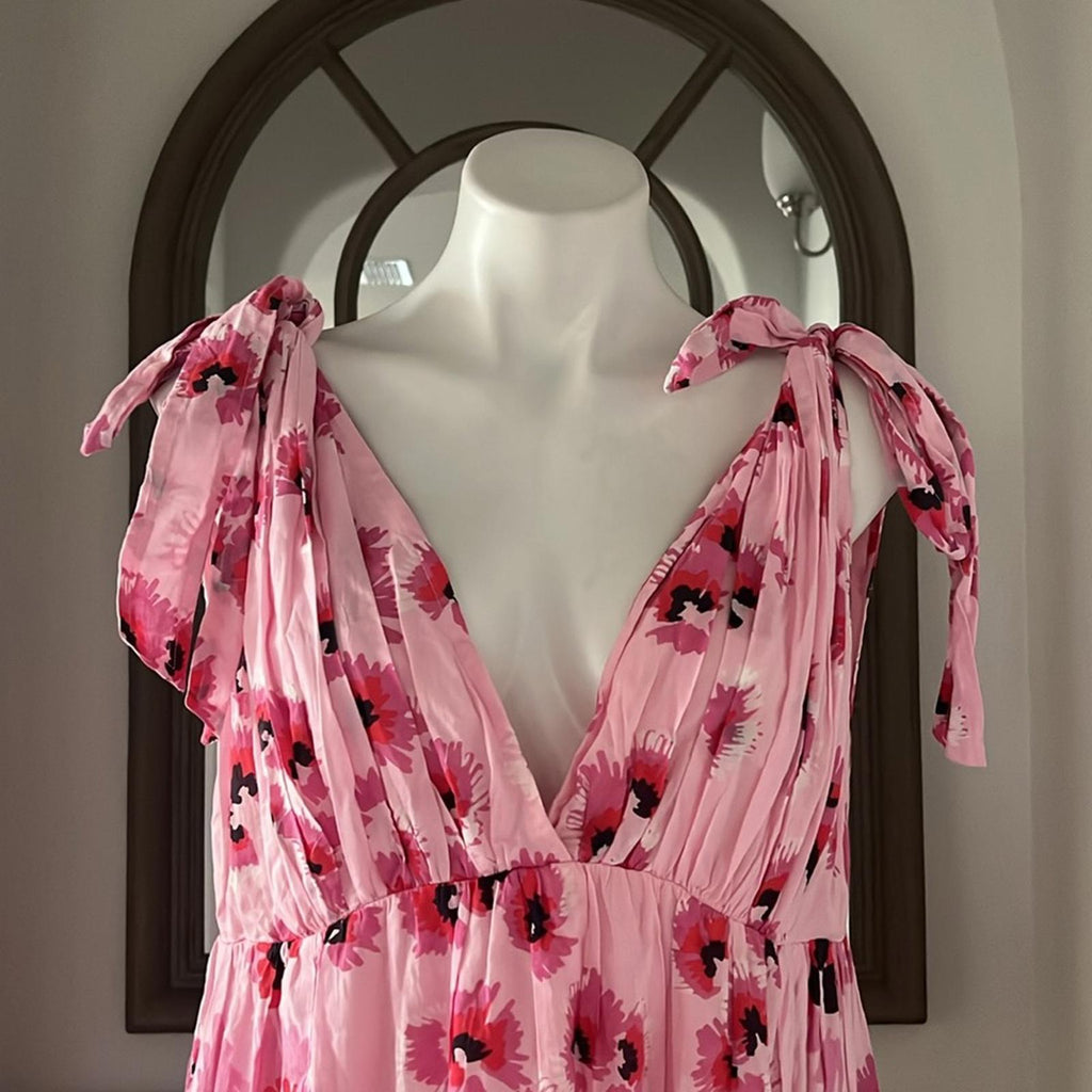 Banjanan Cosmos Maxi Dress, Floral Mix Cotton Voile New w/Tag