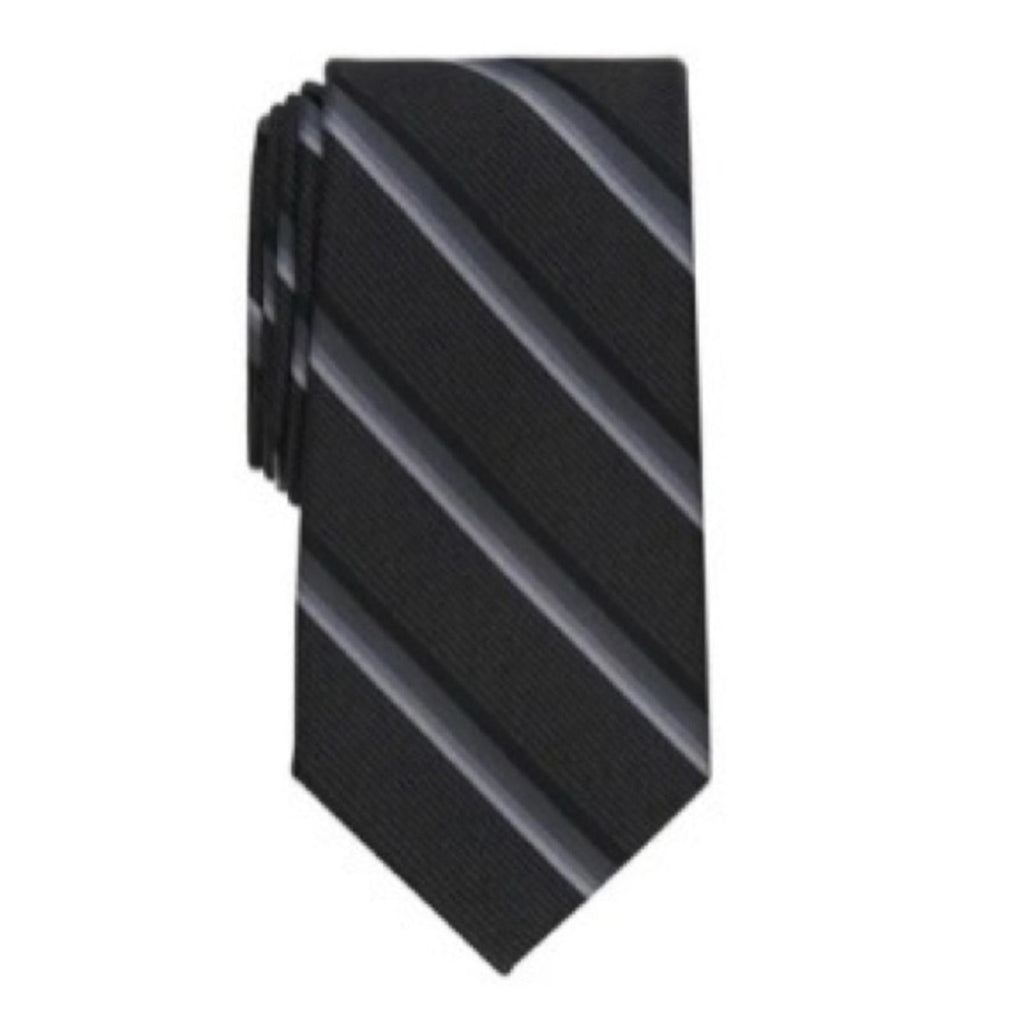 Perry Ellis The Abbott Stripe Tie in Black/Silver, One Size, NWT