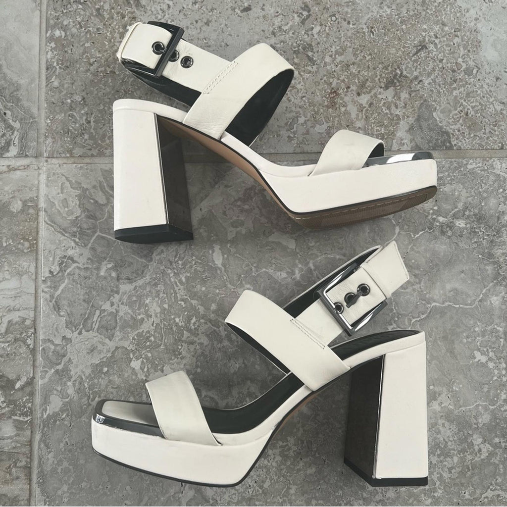 DKNY Bibiana Platform Sandals in Cream Size 9, Comes in Original Box Retail $139