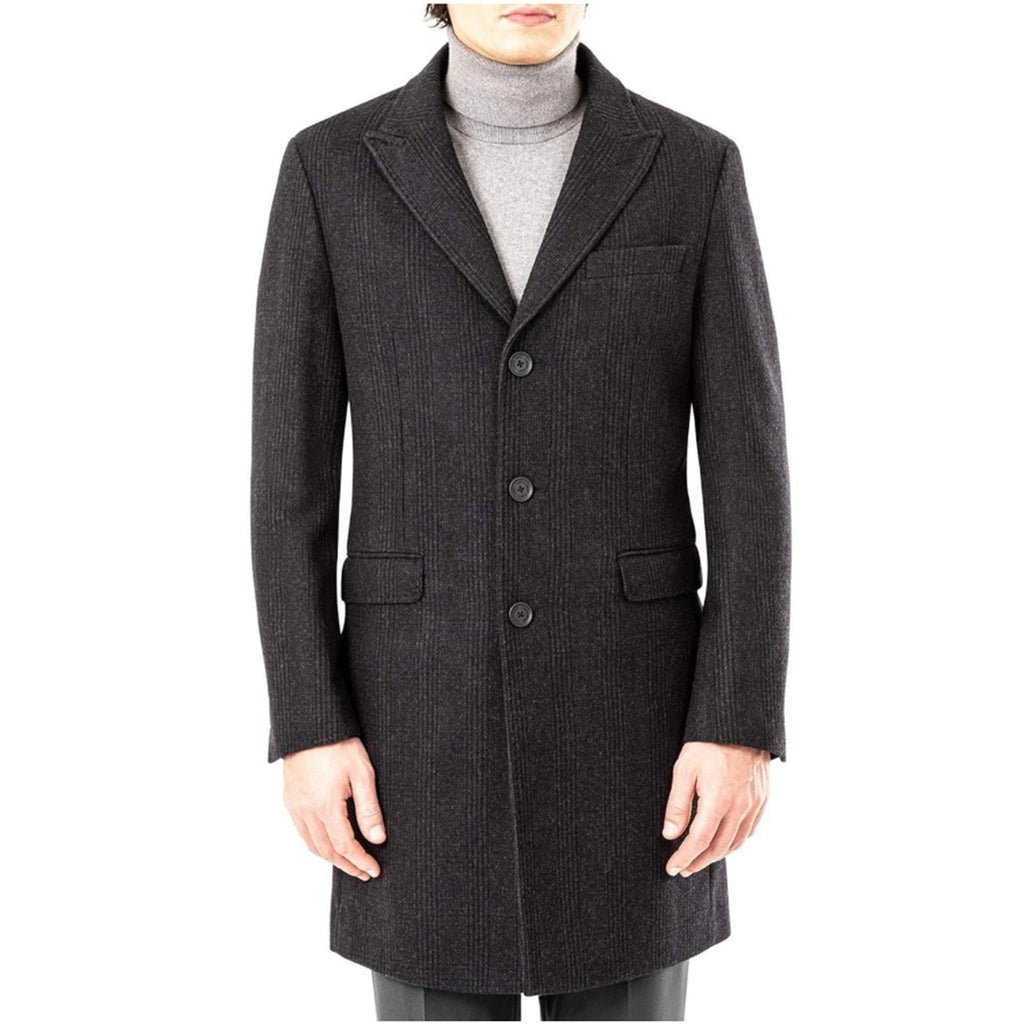 Calvin Klein Men’s Malibu Slim-Fit Charcoal Plaid Overcoat, Size 48 R NWT $495