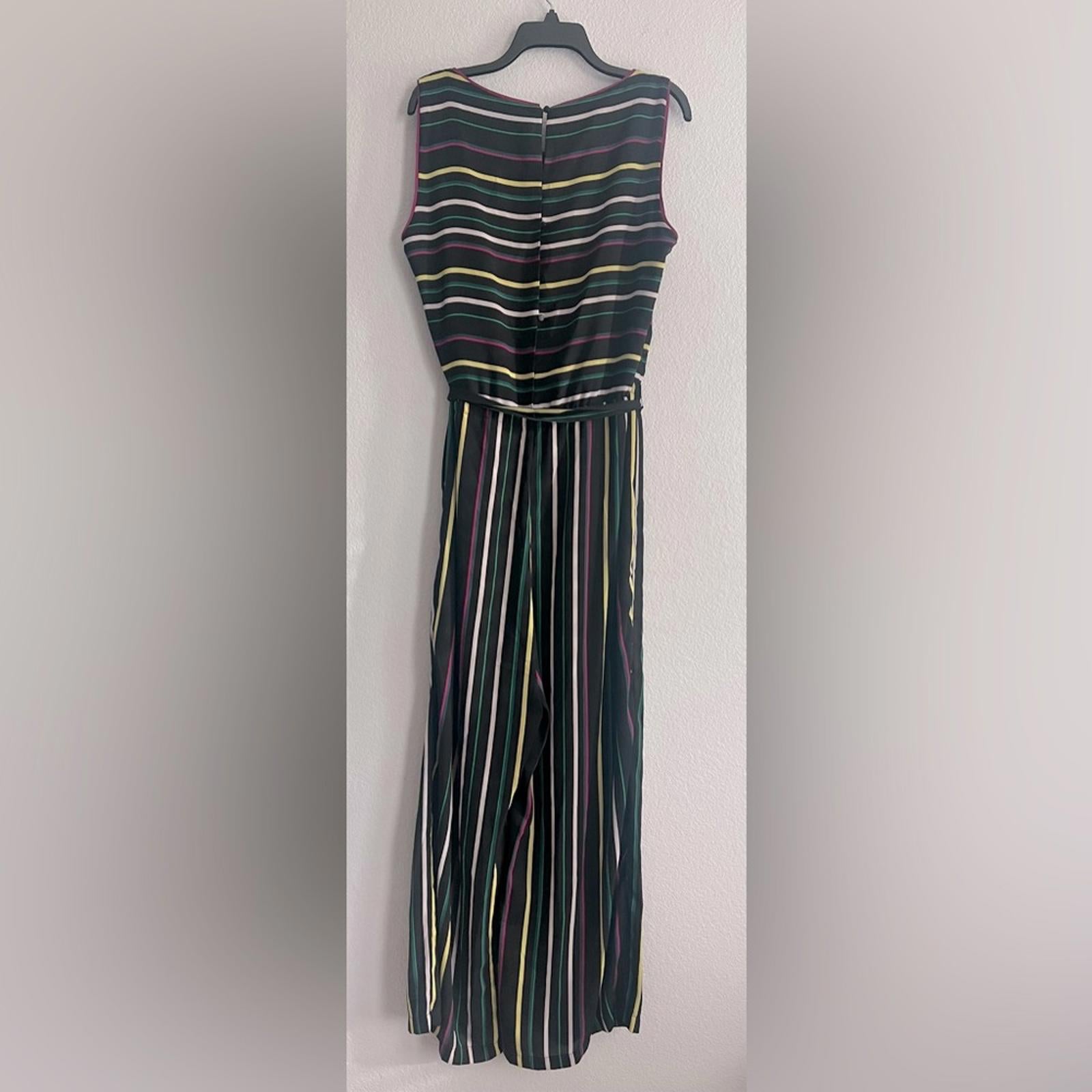 Vince Camuto Striped Jumpsuit in Black Multi, Size XL