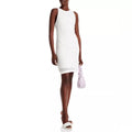 Bloomingdale’s Aqua Crochet Tank Dress in White, Size L New w/Tag