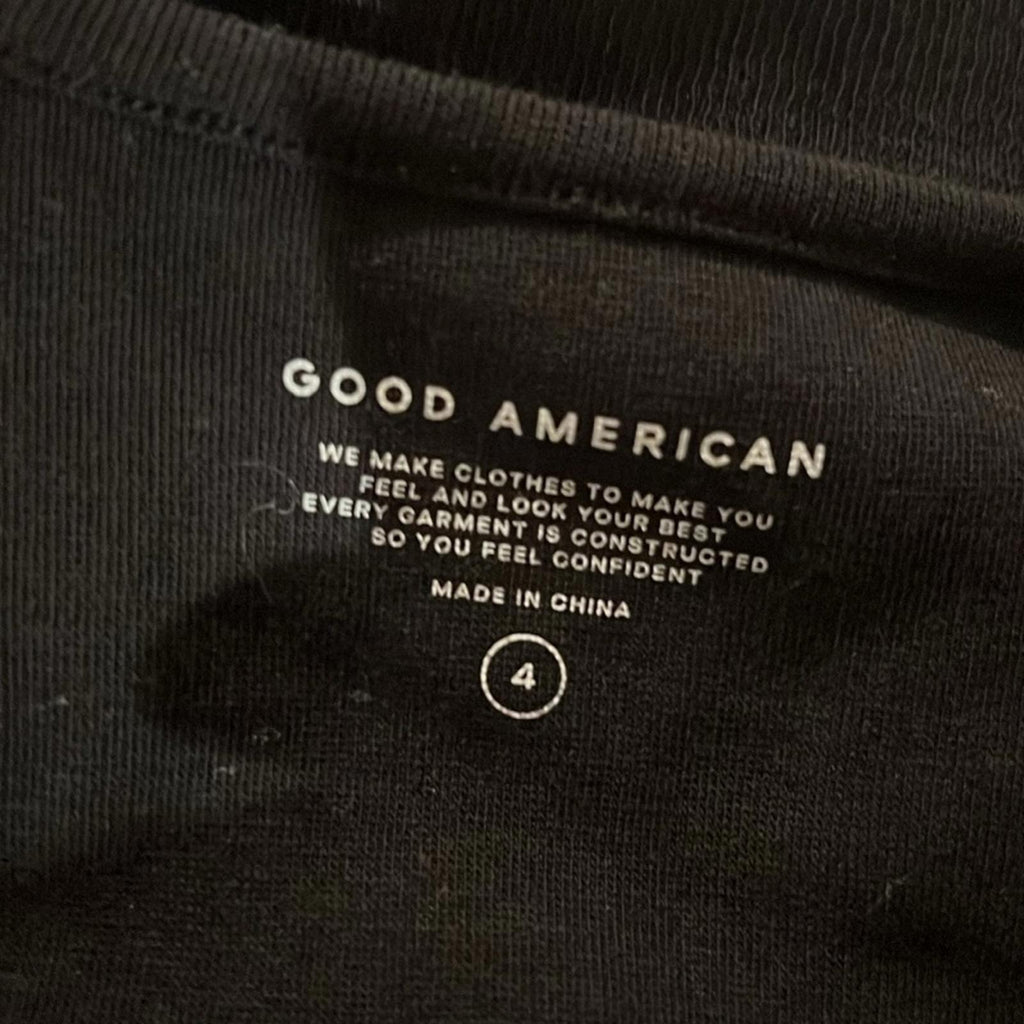 Good American Snap Front Bodysuit in Black, Long Sleeves Size 4/XL NEW w/Tag