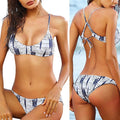 ZAFUL Blue Stripe Printed Cross Back Bikini Set Size L NEW