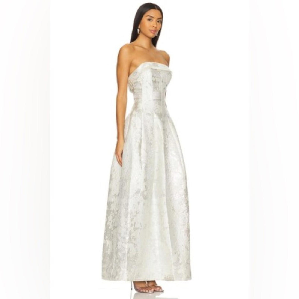 Simkhai Octavia Strapless Metallic Brocade Gown, NWT, Size 0 (Fits Size 2)
