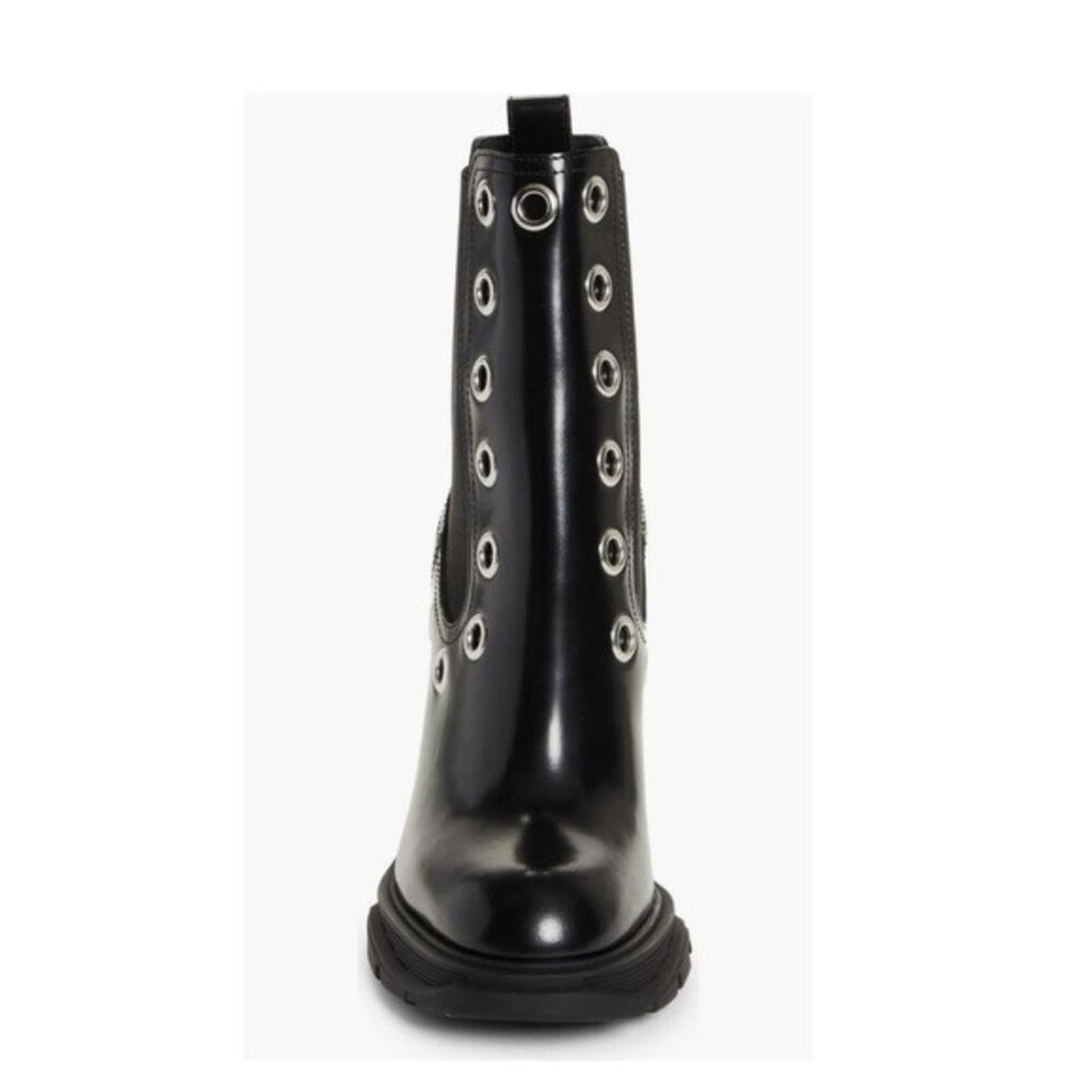 Alexander McQueen Tread Grommet Embellished Boots Black Size 35.5 NEW $1290