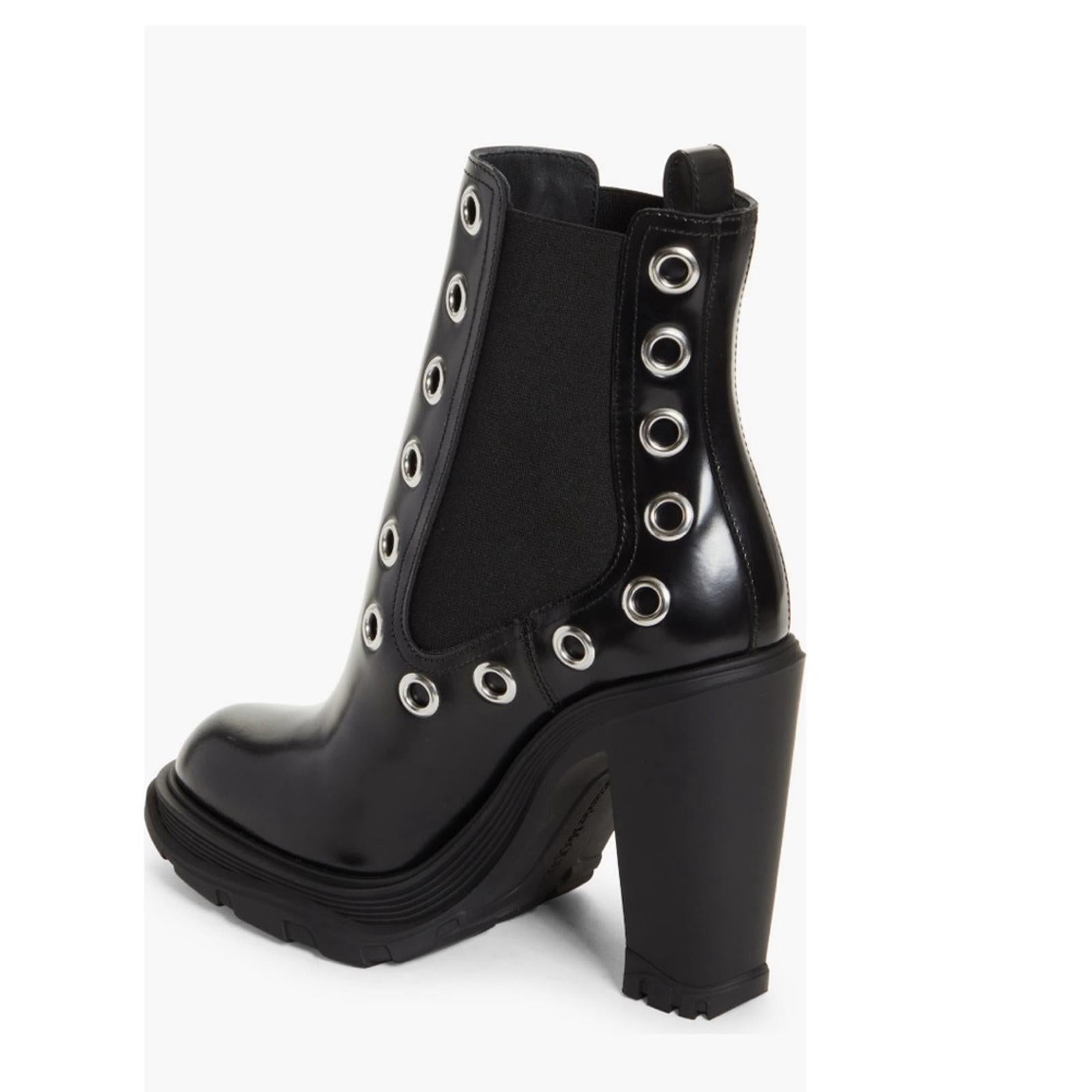 Alexander McQueen Tread Grommet Embellished Boots, Size 41 New +DustBag $1290