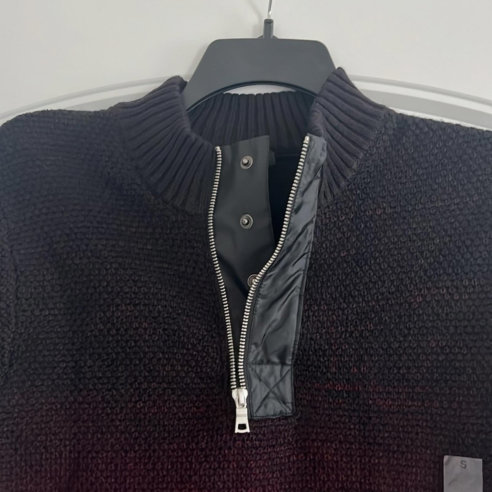 INC Regular-Fit Space-Dyed 1/4-Zip Mock Neck Sweater, Wine Men Size S New w/Tag