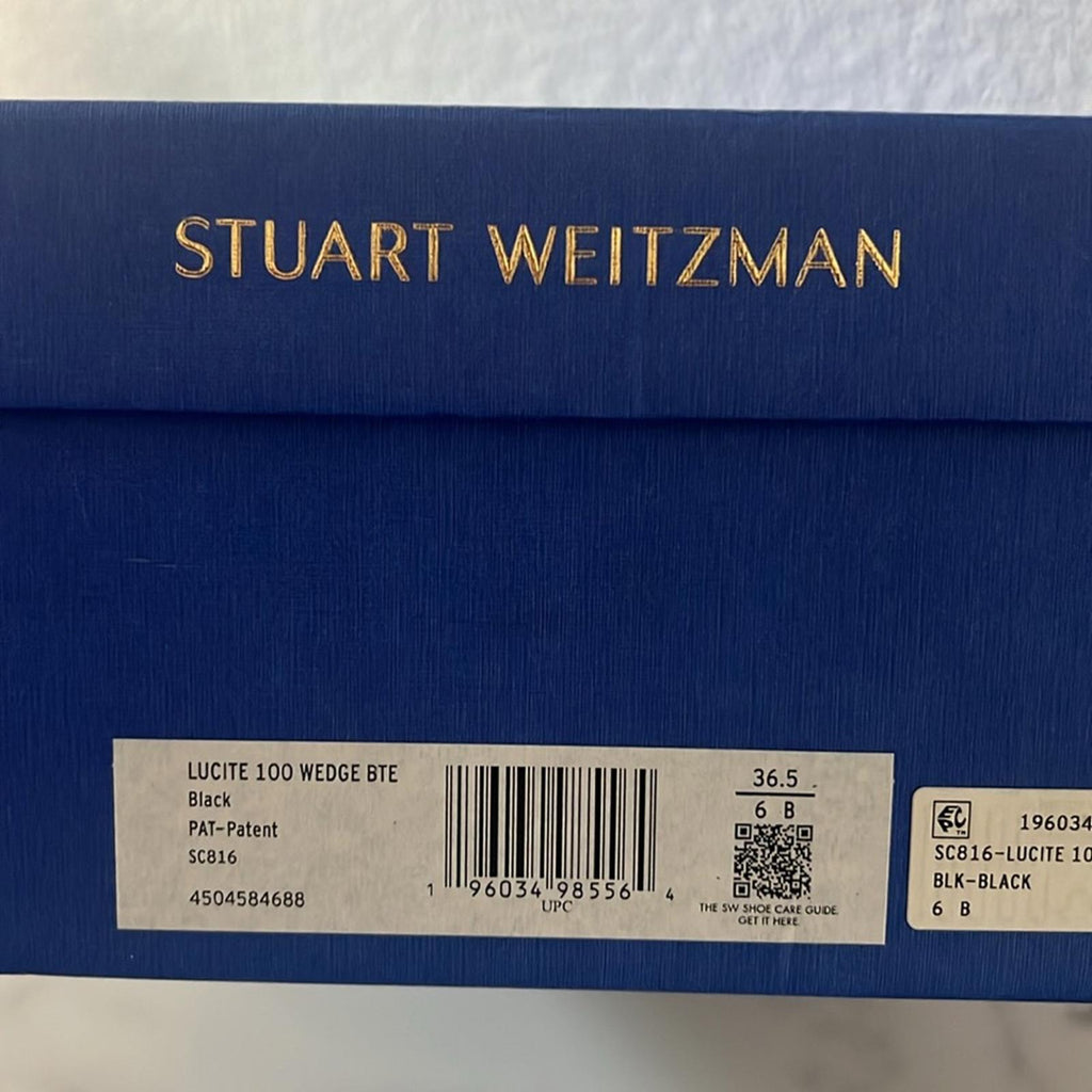 Stuart Weitzman Lucite 100 Wedge Heel Boots in Black, Size EU36.5 US6 New in Box