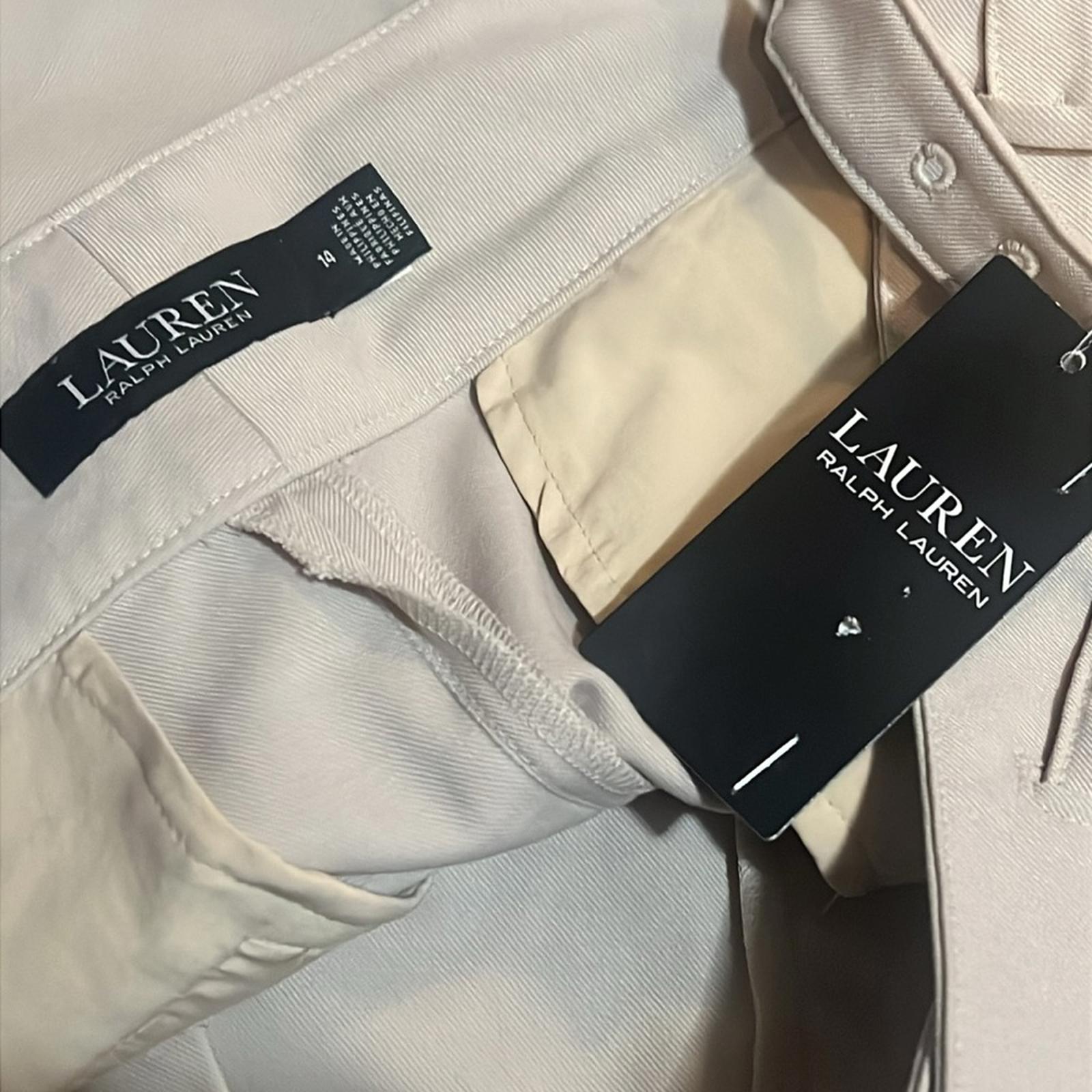 Lauren Ralph Lauren Pleated Wool-Blend Twill Straight Pants, NWT, Size 14