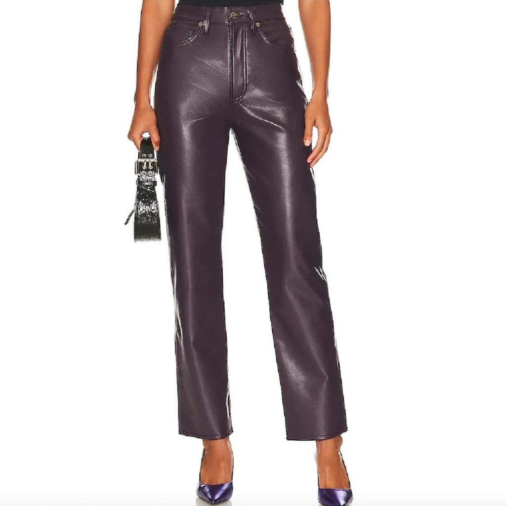 Agolde 90s Pinch Waist High Rise Straight Recycled Leather Jeans, NWT, Size 27
