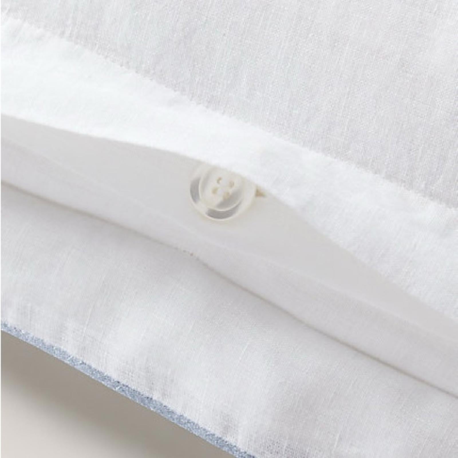 Ralph Lauren RL Linen Contrast Euro Sham in White/Sky New w/Tag $185
