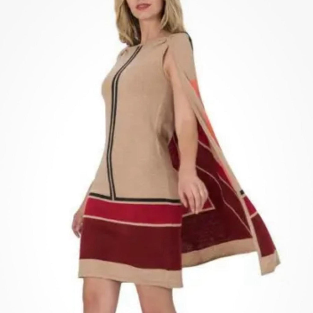 NWT Vertigo Claudia Aplaca Wool Blend Cape Dress. Size L New w/Tag Retail $170