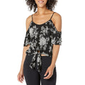 Karen Kane Casablanca Tie-Front Ruffle Sleeve Top, Black & White Size XS NWT