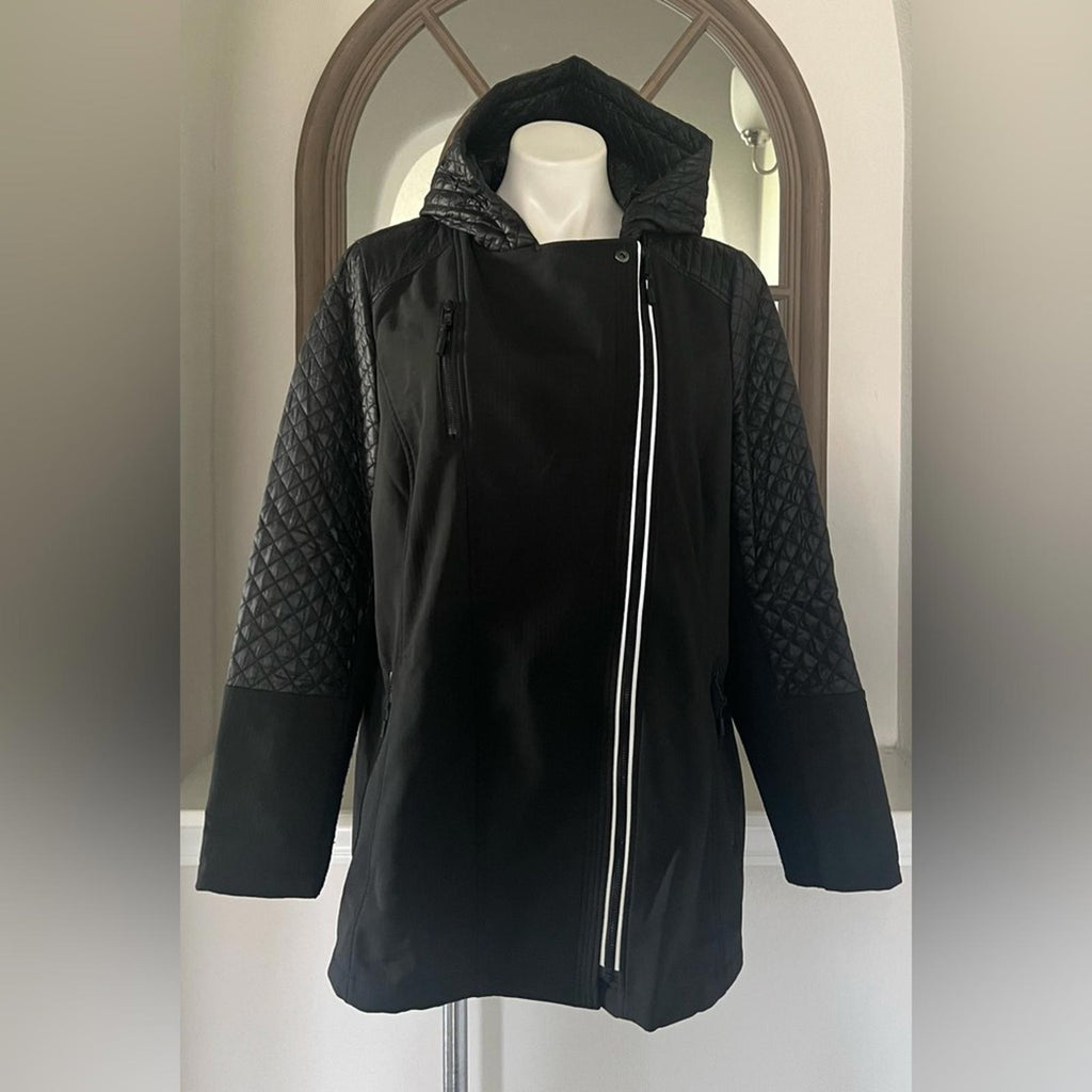 Michael Kors Quilted Reflective Hooded Jacket in Black, Size XL Retail $248