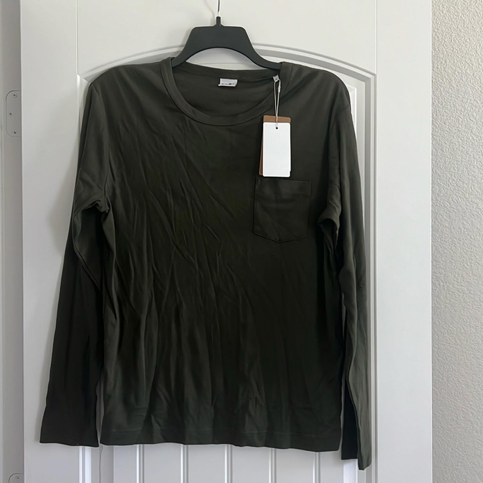NNO7 No Nationality Long Sleeve Tee, Dark Army Size M New with Tag $120