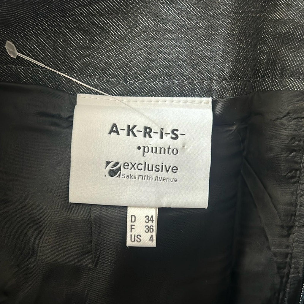Akris Punto Fit & Flare Denim Mini Skirt in Black Size 4 EXCELLENT!