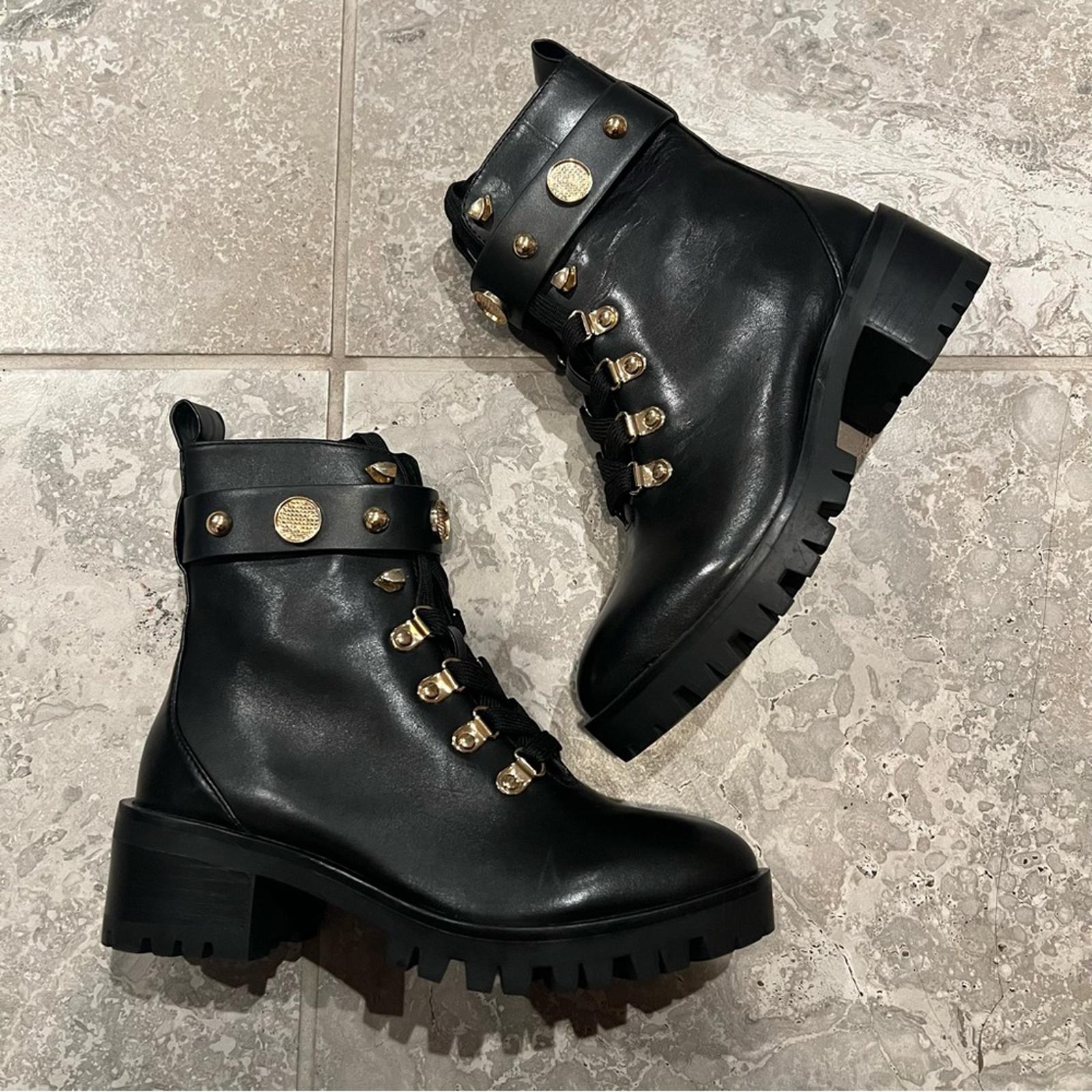 Karl Lagerfeld Perry Lace Up Boots, Black Size US 5M EU 35 Retail $199