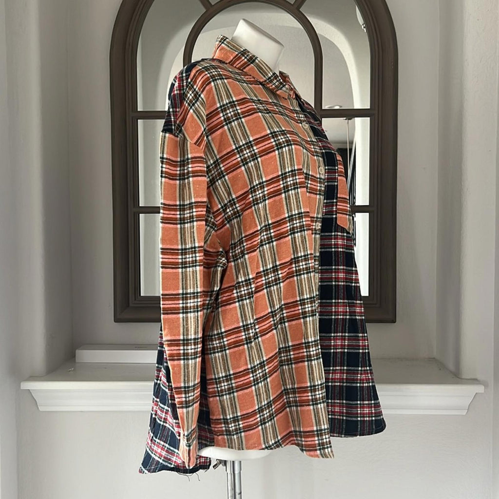 New Look Plaid Button Front Shirt, Size 2X New w/Tag