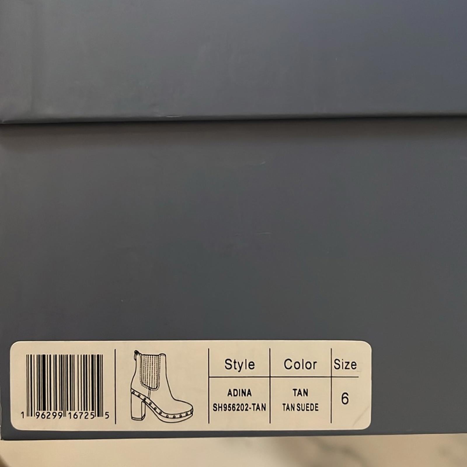 PAIGE Adina Platform Chelsea Boots in Tan Suede, Size 6 NEW in Box