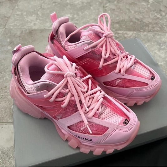 Balenciaga Track Clearsole Logo-Detailed Sneakers in Pink, Size 37 New +Dust Bag