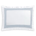 Hudson Park Collection Embroidered Geo King Sham, 500 Thread Count, White/Blue