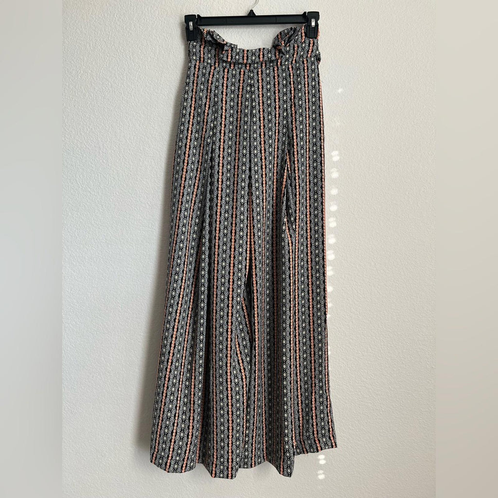 Gracia Black Palazzo Pants in Black/White/Orange, NWT, Size S