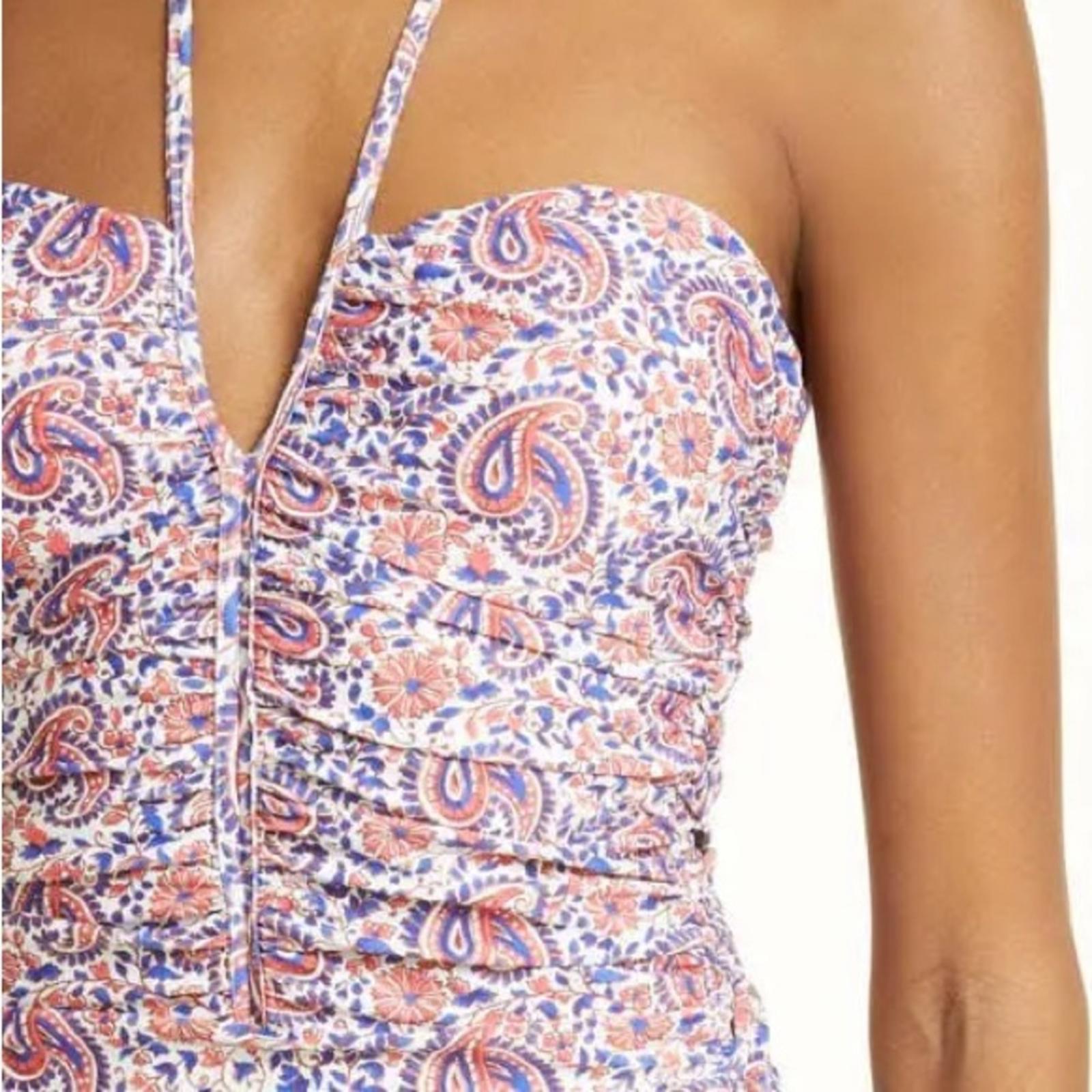 Veronica Beard Hazina Halter Swimsuit in Watermelon/Blue Size L New w/Tag $328