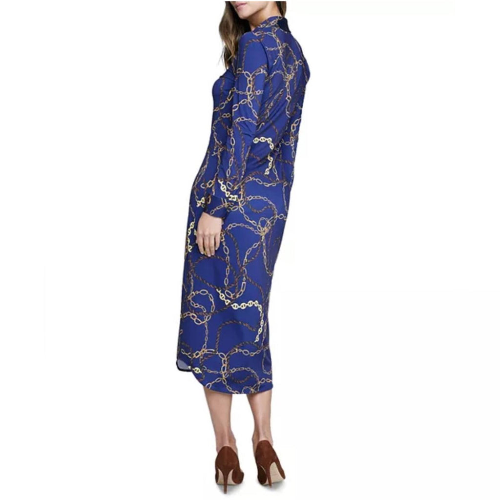 L’Agence Raelynn Shirt Dress in Indigo Gold, NWT, Size XS