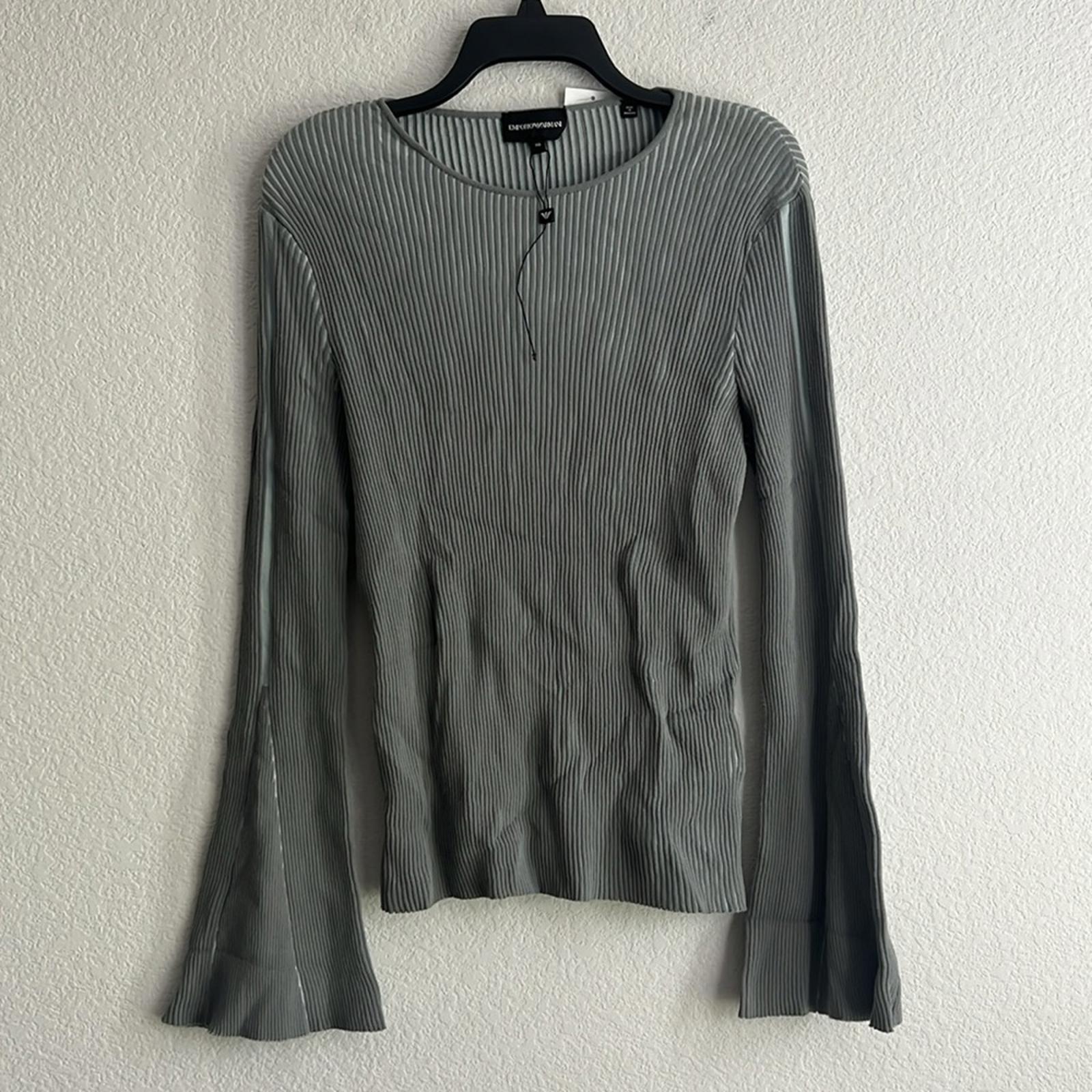 Emporio Armani Bi-Color Ribbed Flare Long Sleeve Sweater, NEW, Size US 14, IT 50