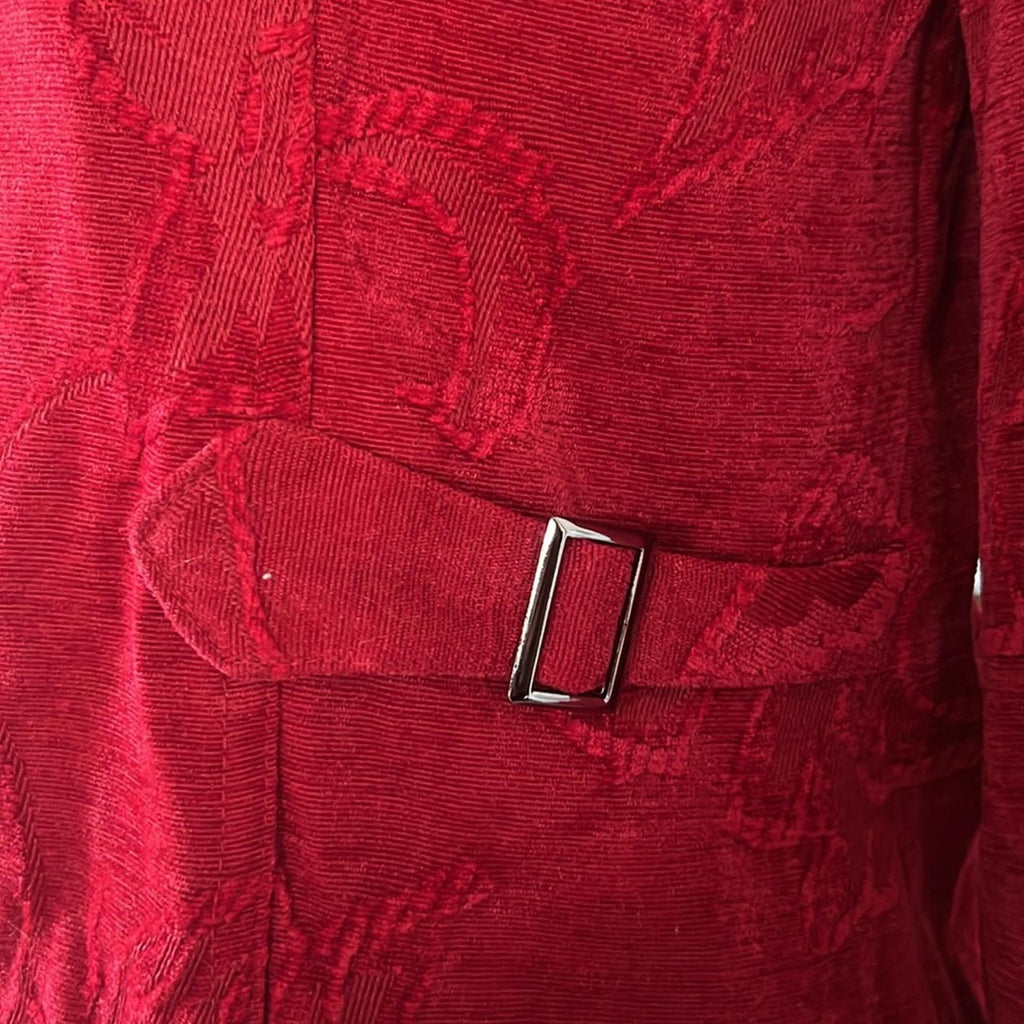 Christopher & Banks Floral Corduroy Front Zip Jacket in Red, Size L EXCELLENT