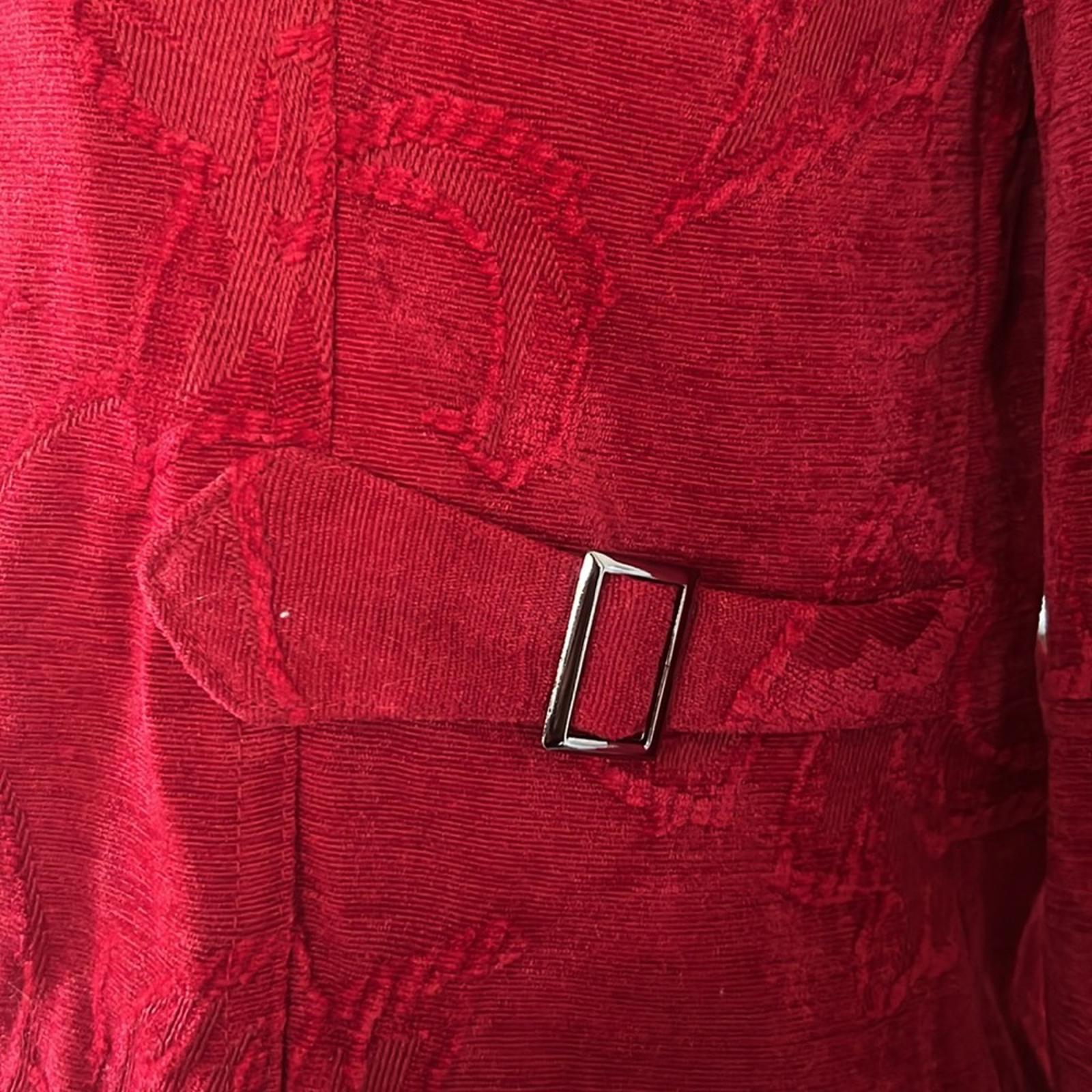 Christopher & Banks Floral Corduroy Front Zip Jacket in Red, Size L EXCELLENT
