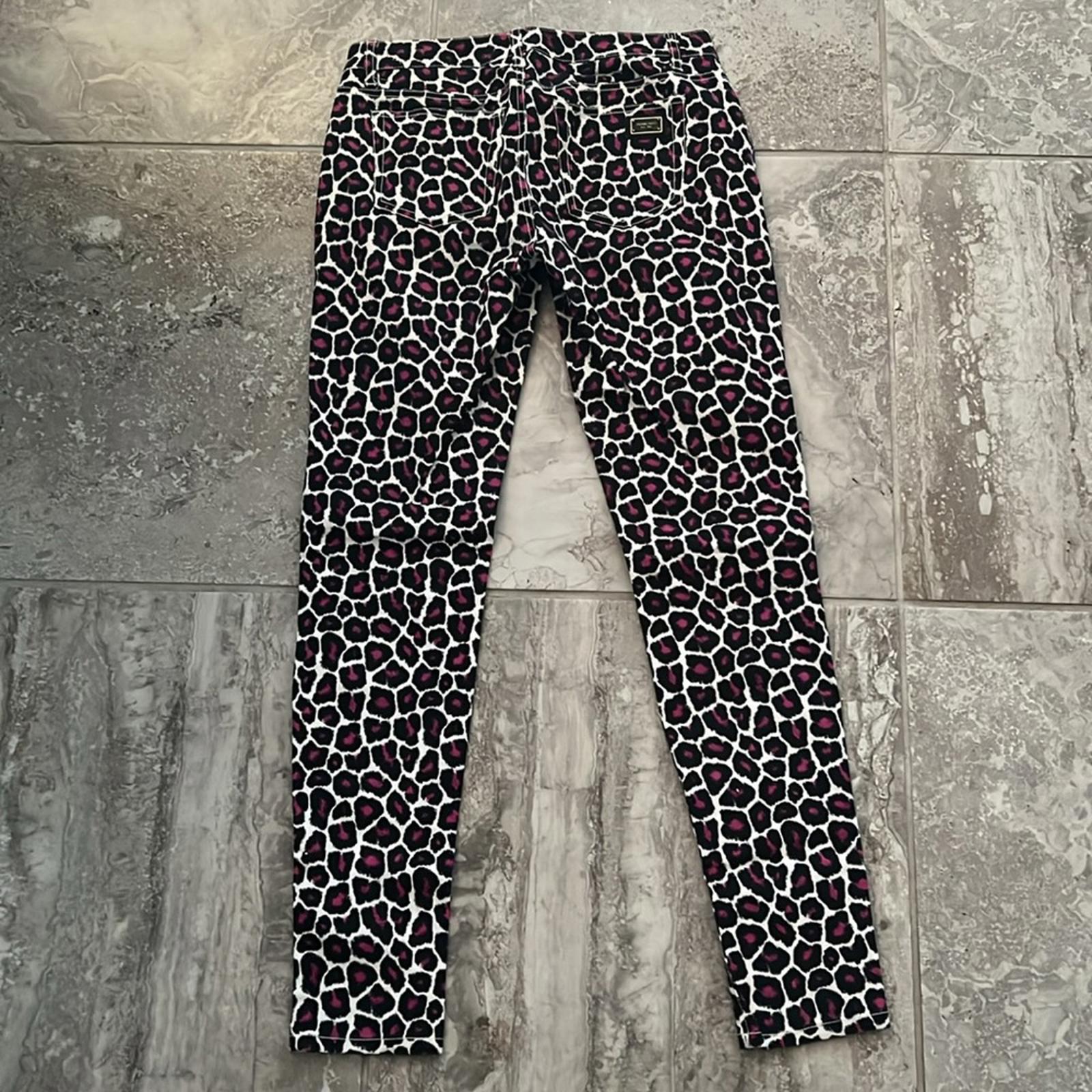 Michael Kors Animal Print Skinny Jeans, Black/ Purple/ White Size 2