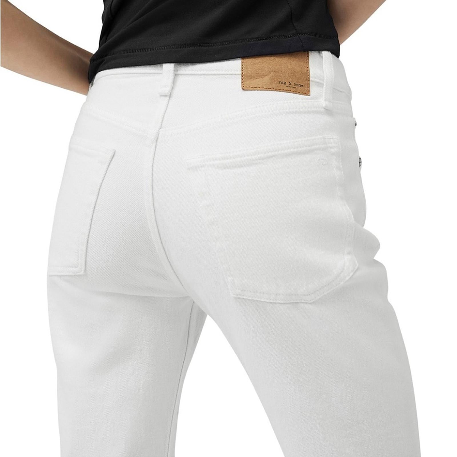 Rag & Bone Harlow Mid Rise Comfort Straight Jeans in Optic White, Size 29 NEW