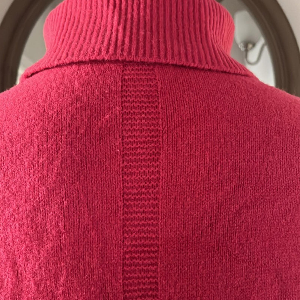 Gibson Latimer Puff-Sleeve Turtleneck Sweater Dress in Pink, Size M NEW w/o Tag
