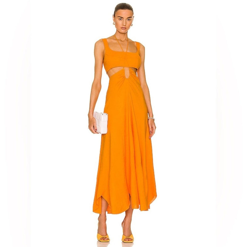 NEW Cult Gaia Eileen Waist Cutout Dress, Revolve Apricot, Size L New w/Tag